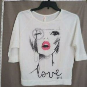 Umgee womans teens white love me face shirt